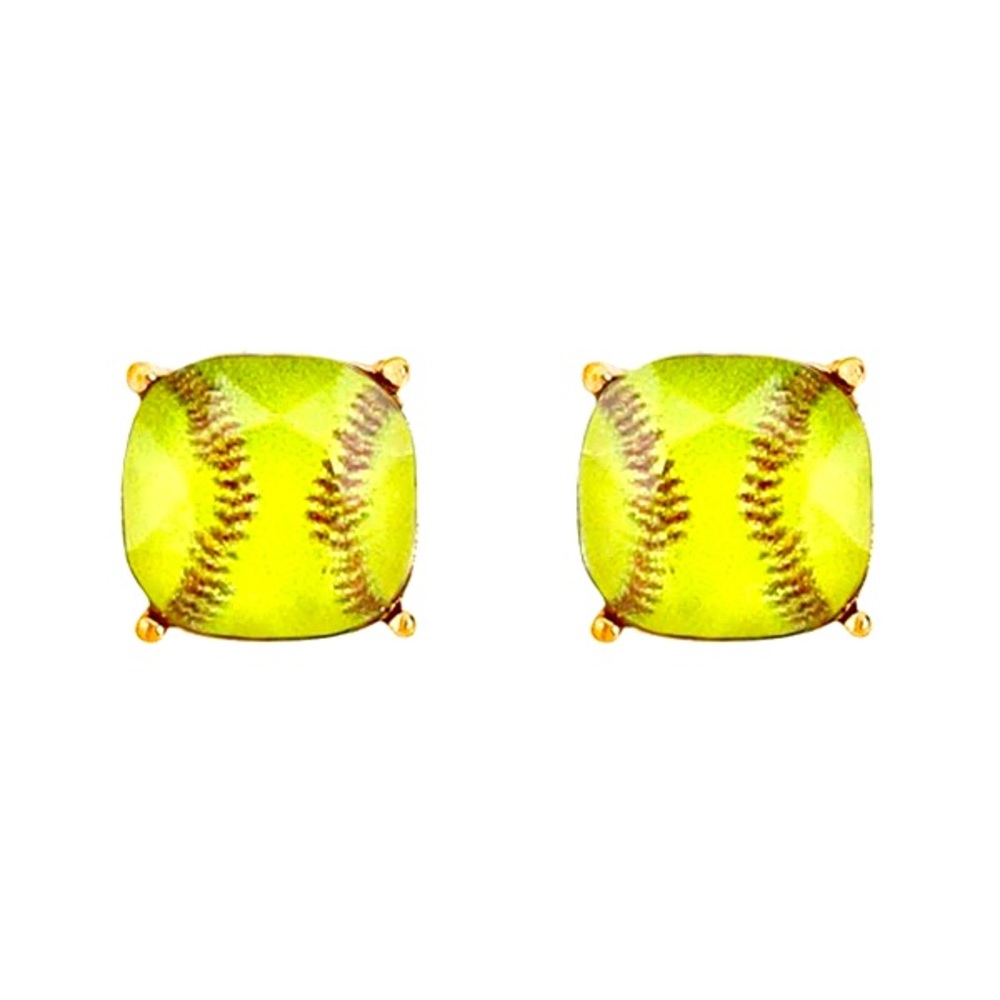Softball cushion cut stud earrings